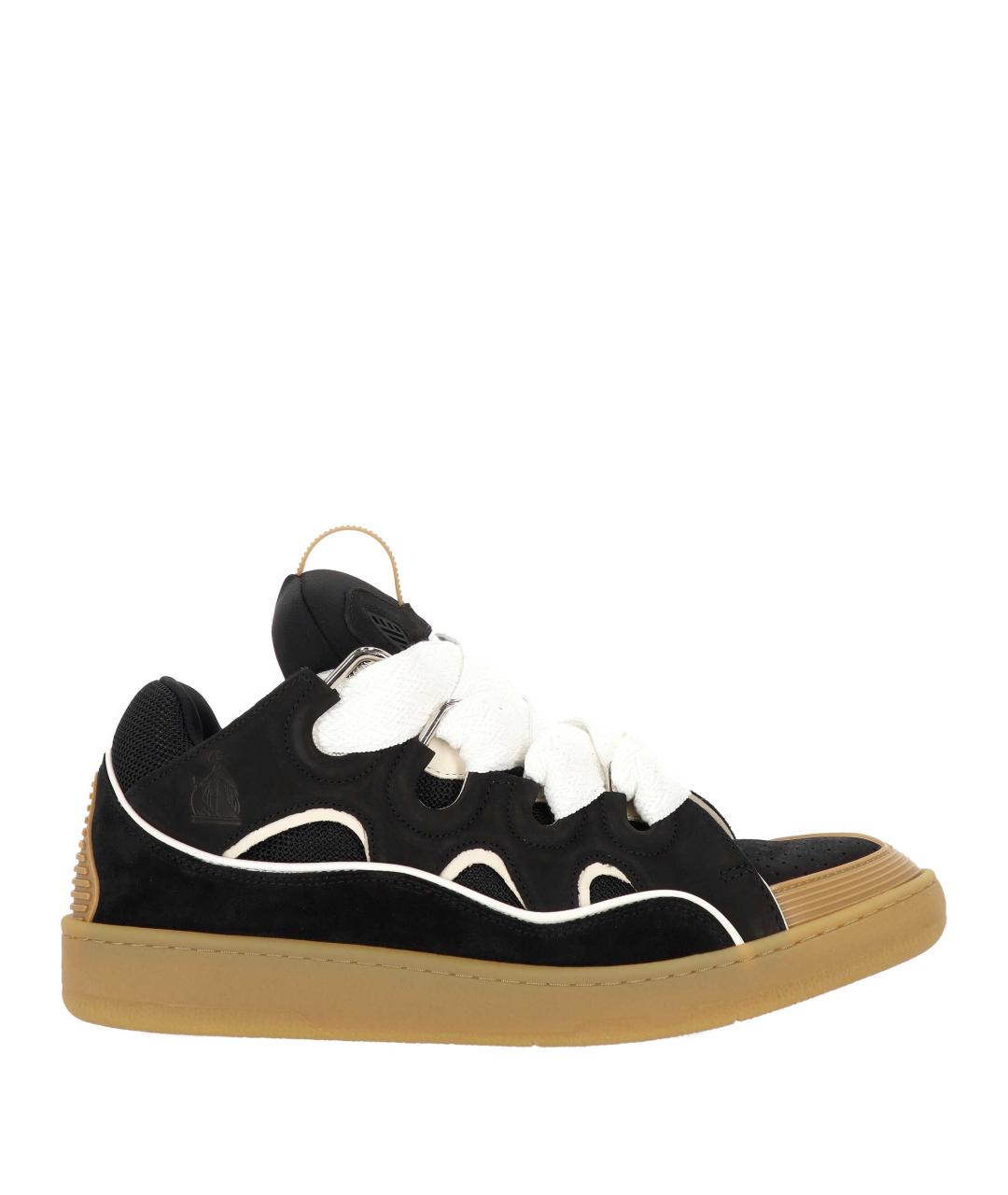 LANVIN Черные замшевые низкие кроссовки / кеды, фото 1