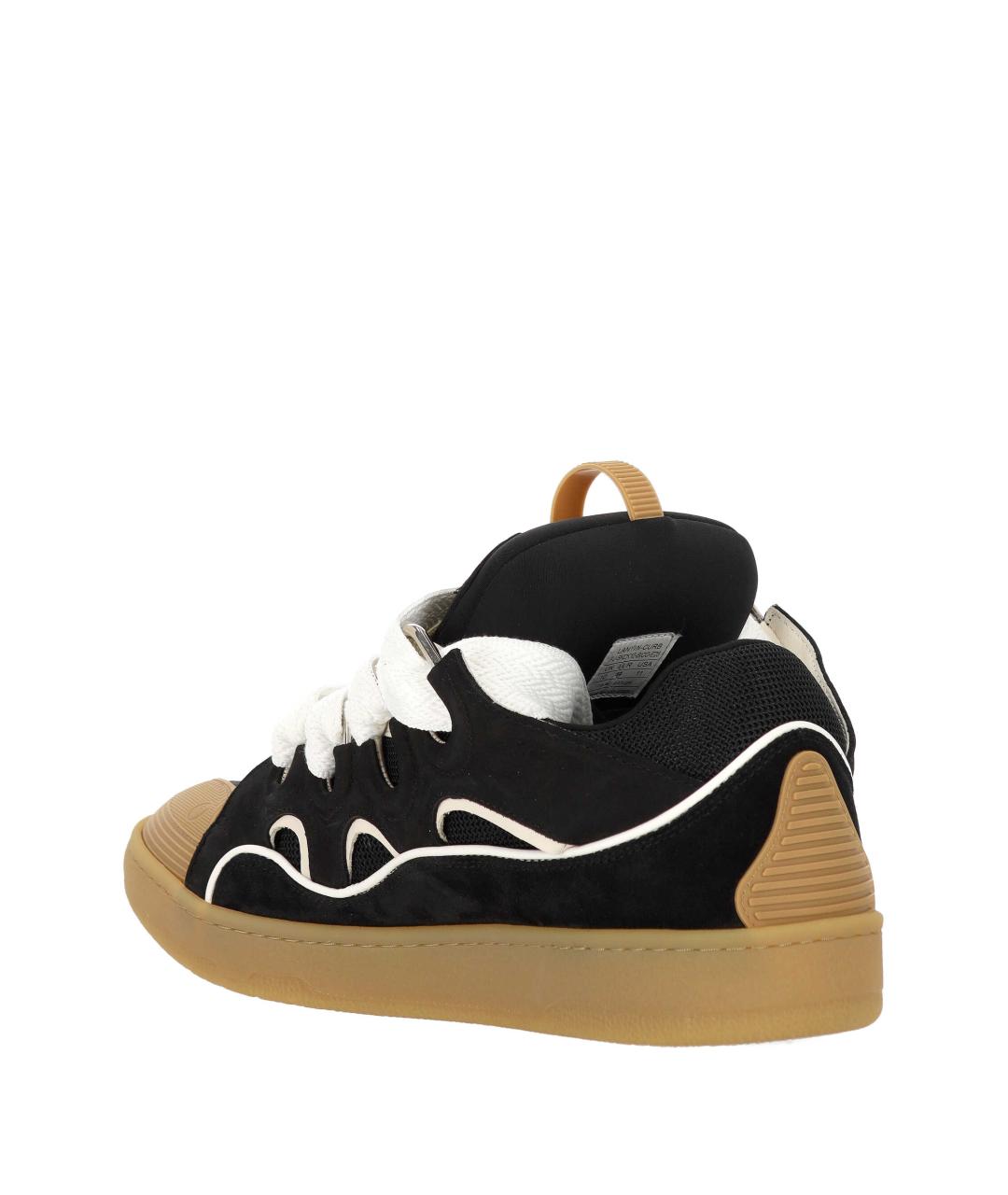 LANVIN Черные замшевые низкие кроссовки / кеды, фото 3