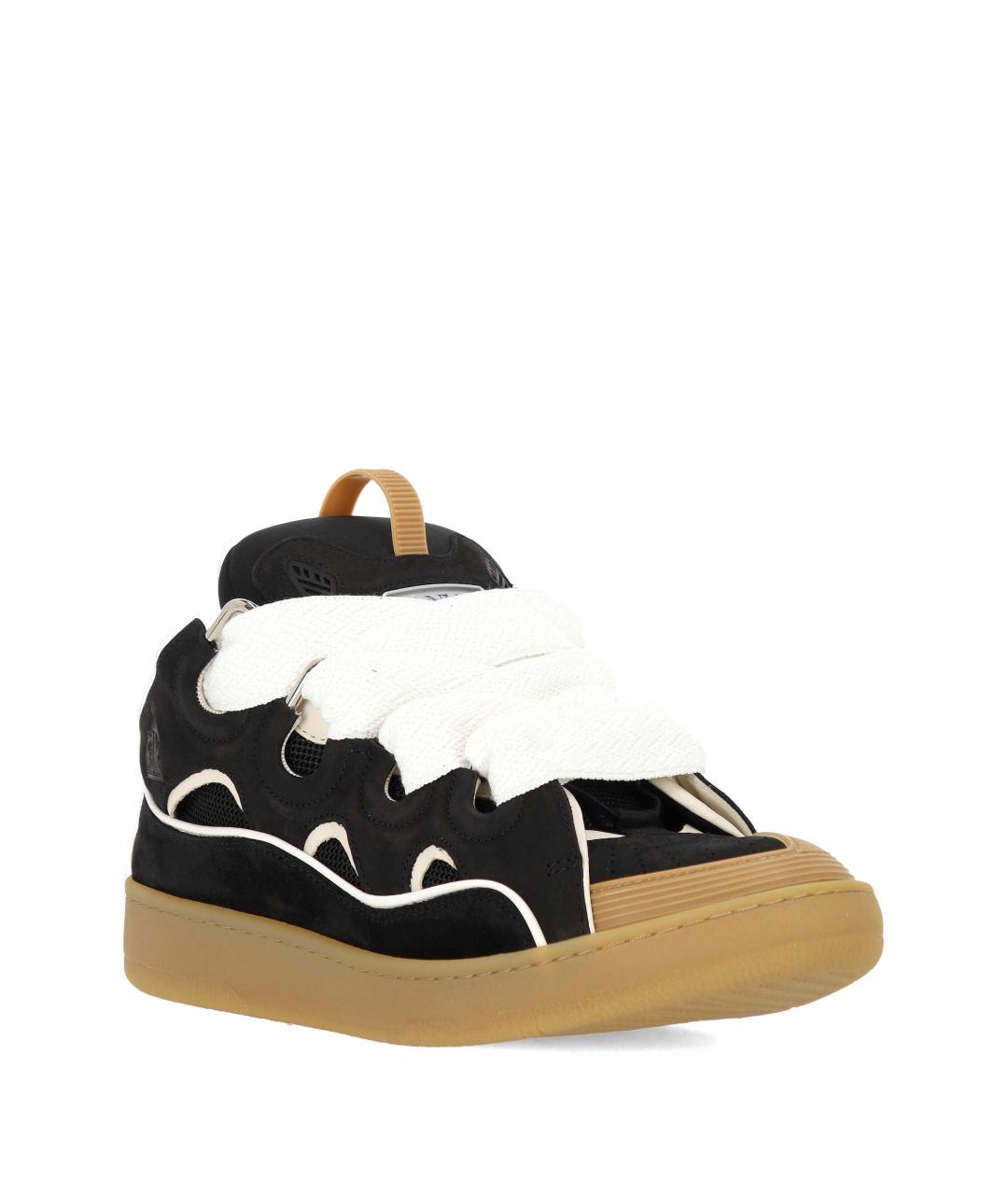 LANVIN Черные замшевые низкие кроссовки / кеды, фото 2