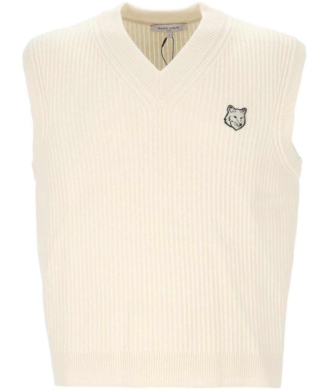 MAISON KITSUNE Бежевая шерстяная жилетка, фото 1