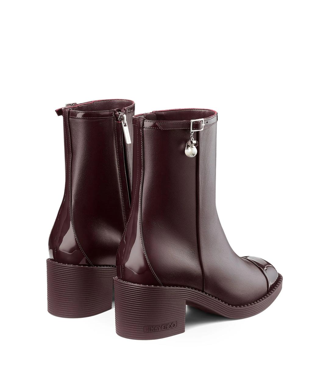 JIMMY CHOO Бордовые кожаные ботильоны, фото 3