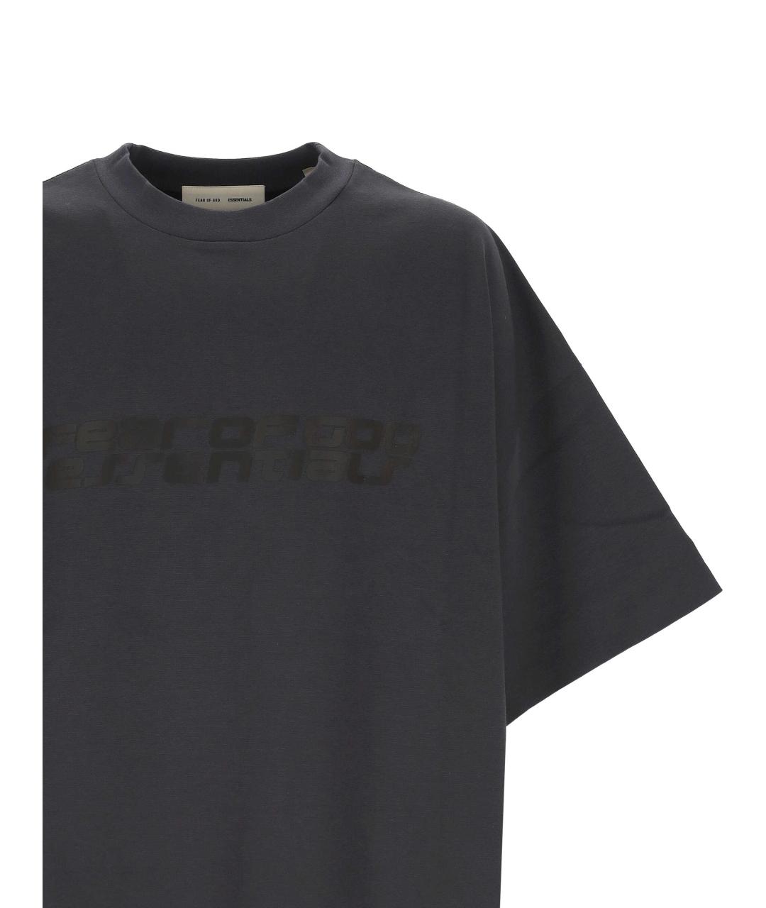 FEAR OF GOD ESSENTIALS Антрацитовая хлопко-полиэстеровая футболка, фото 2