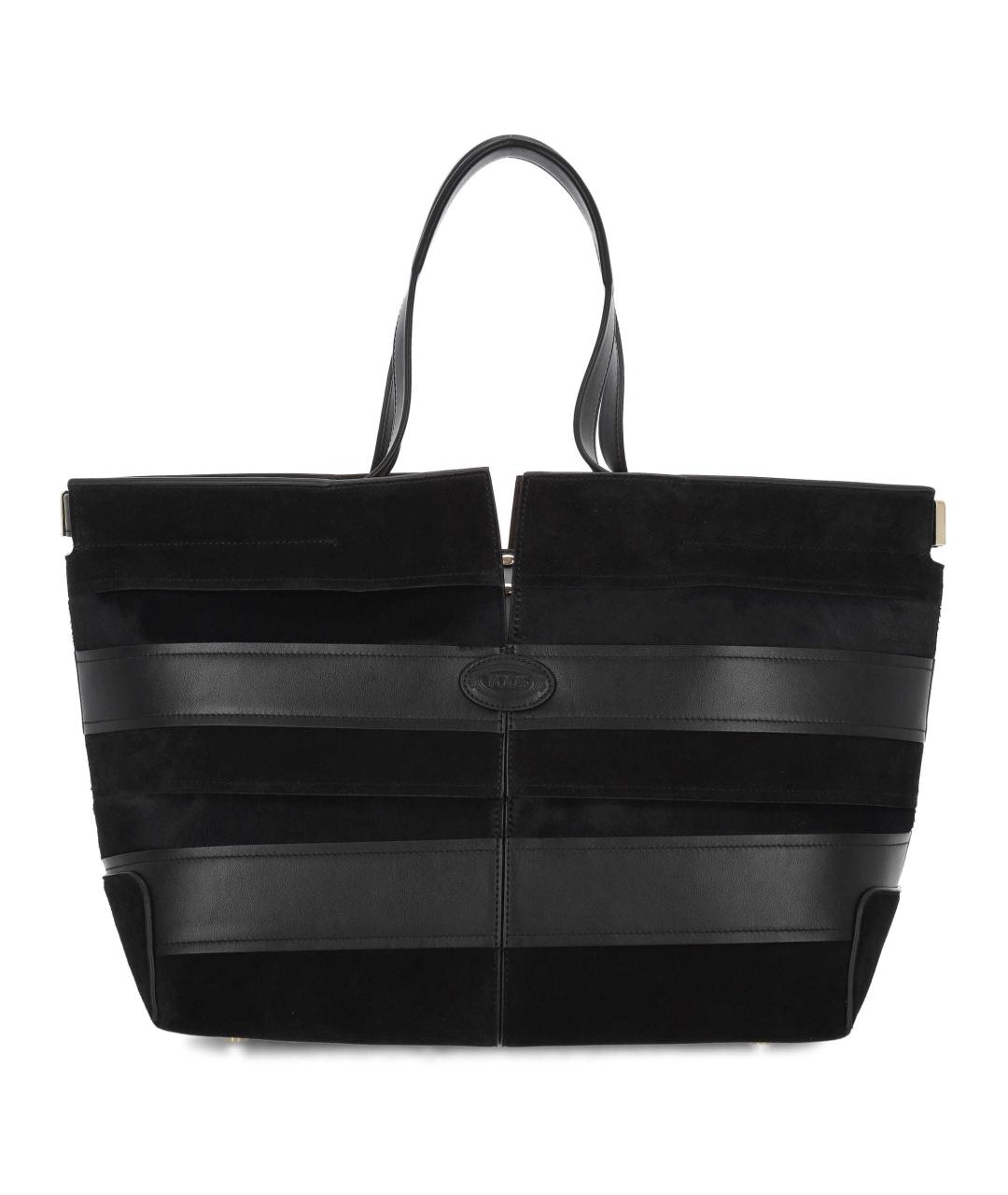 TOD'S Черная кожаная сумка тоут, фото 1