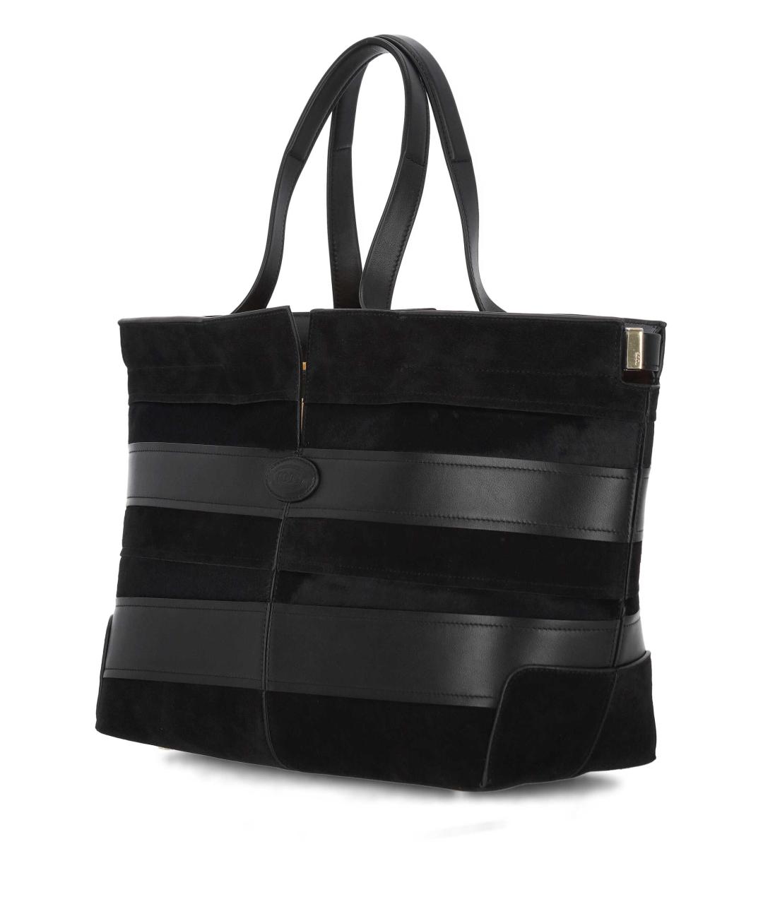 TOD'S Черная кожаная сумка тоут, фото 2