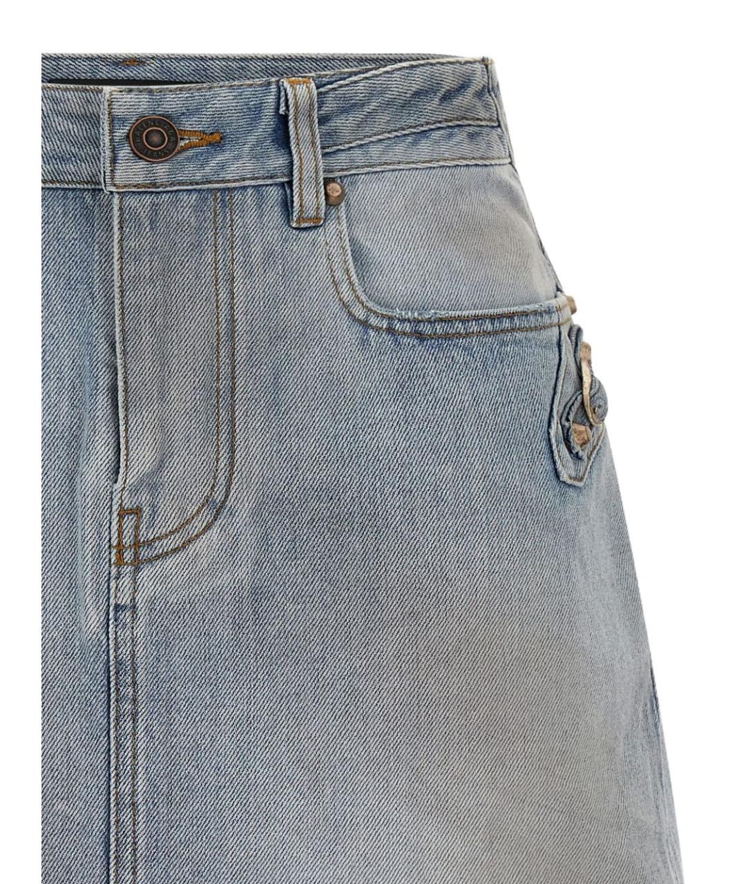 BALENCIAGA Синяя хлопковая юбка мини, фото 2