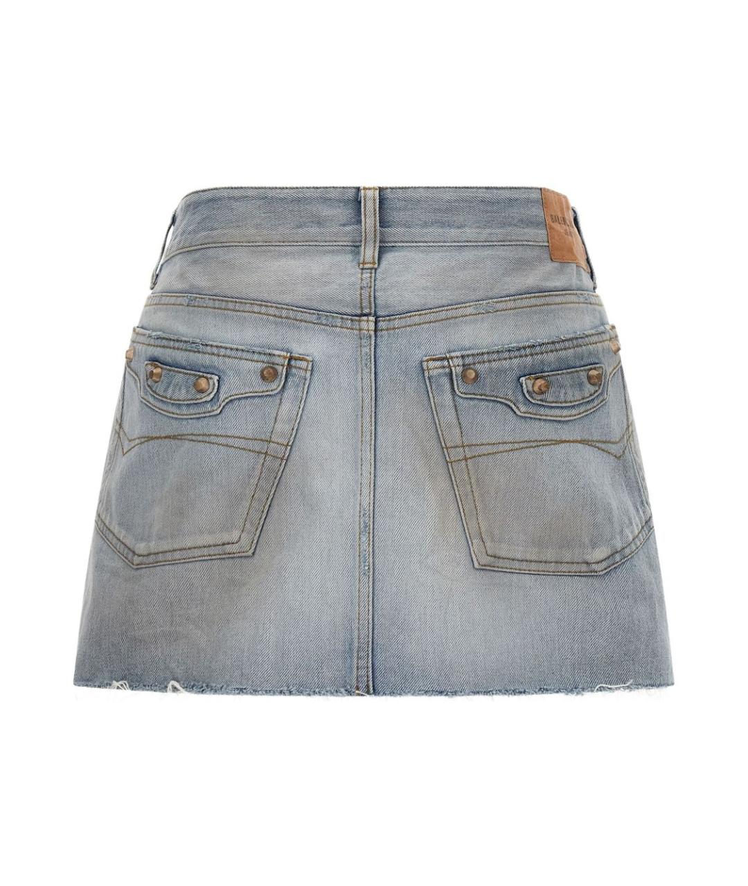 BALENCIAGA Синяя хлопковая юбка мини, фото 3