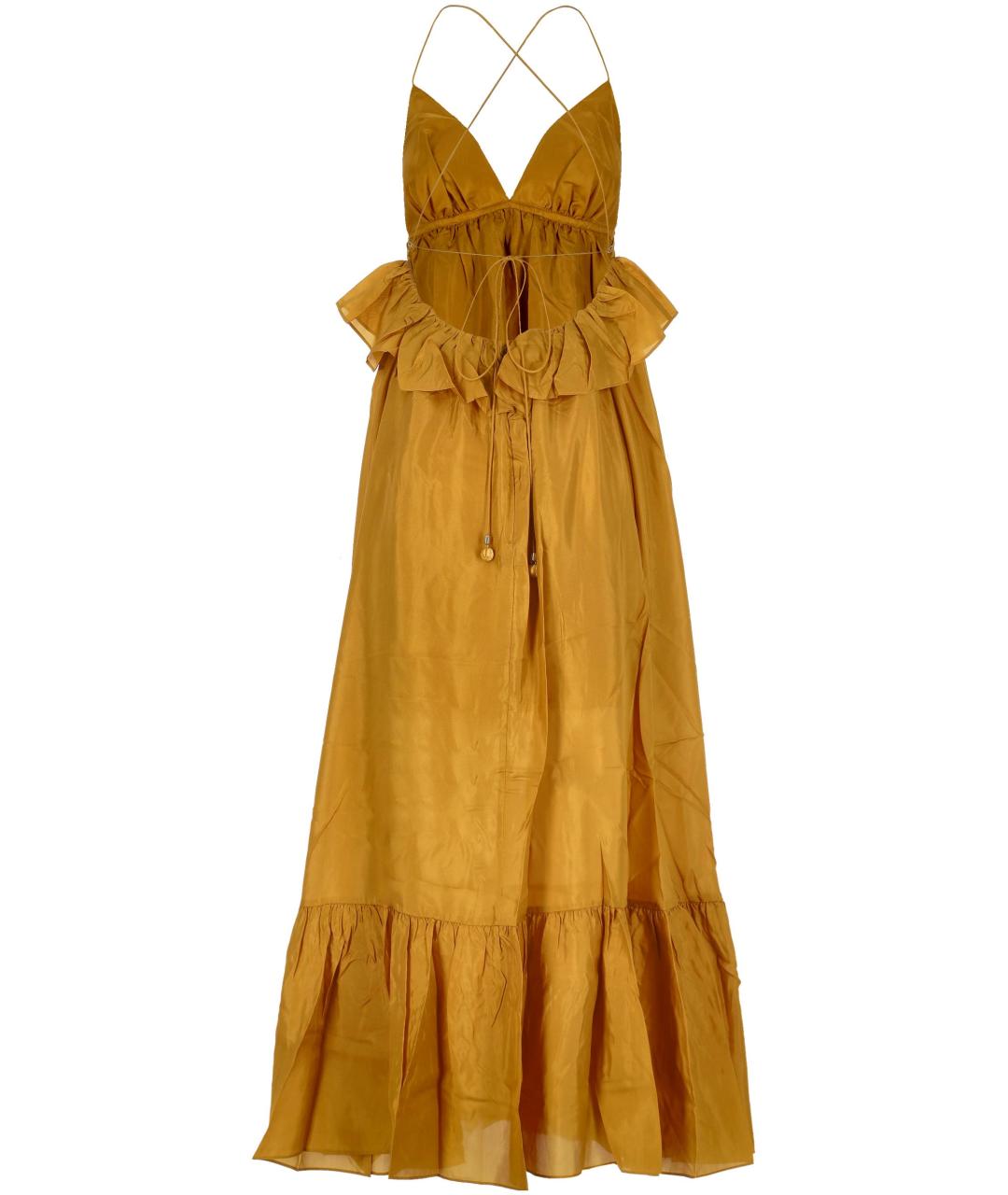 ZIMMERMANN Горчичный шелковый сарафан, фото 3