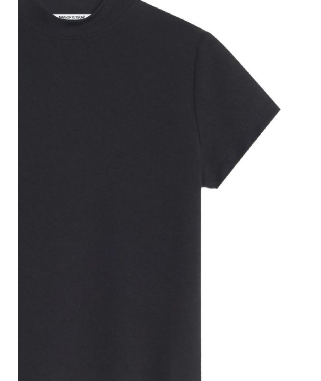 MAISON KITSUNE Черная хлопковая футболка, фото 2
