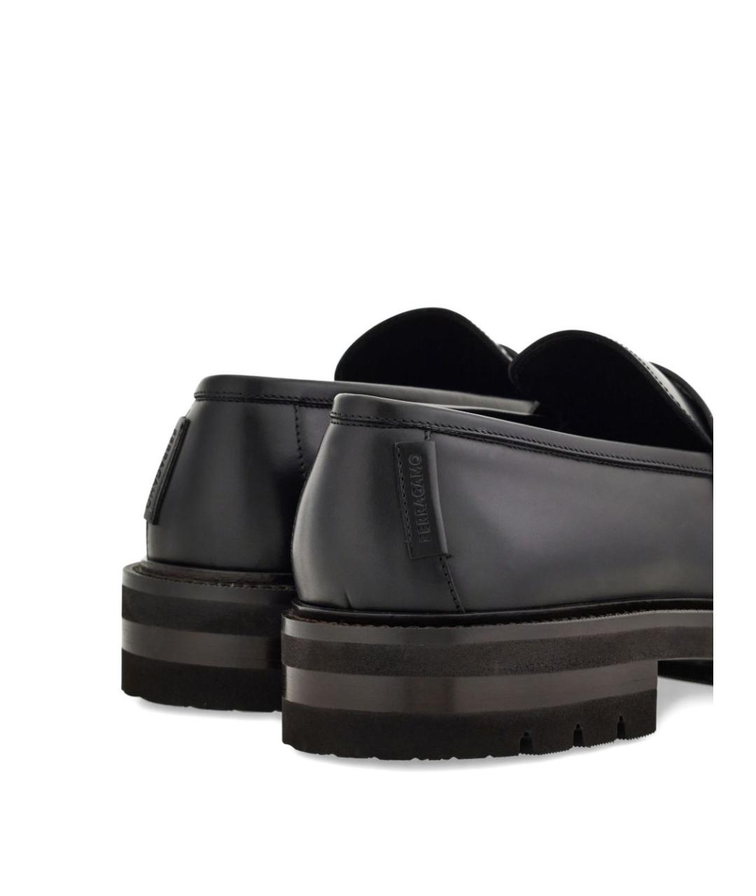 FERRAGAMO Черные кожаные лоферы, фото 3