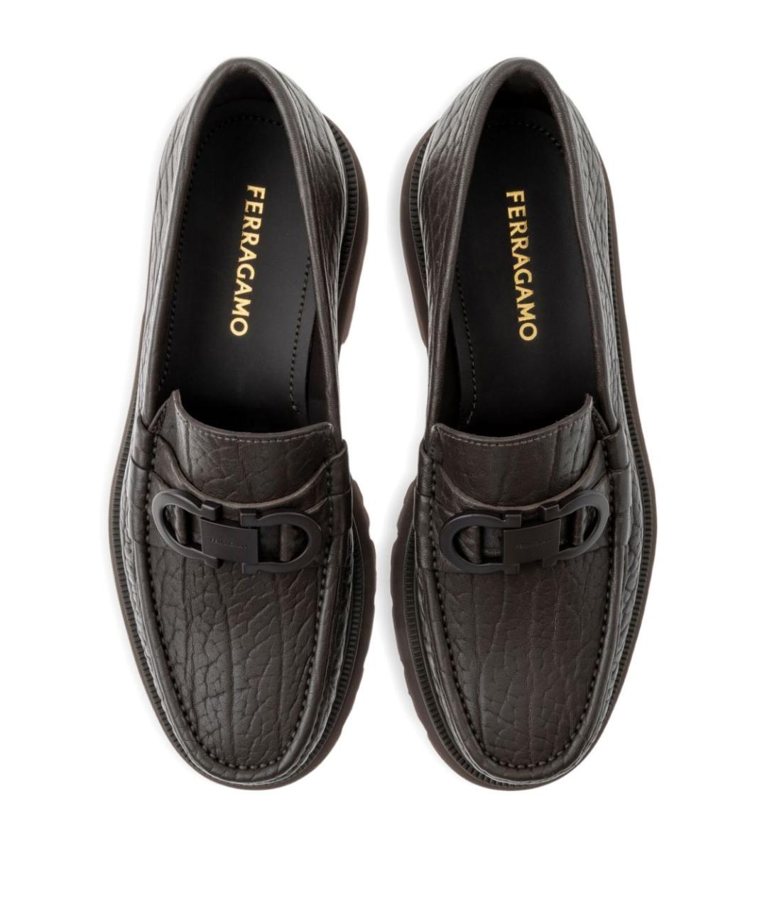 FERRAGAMO Коричневые кожаные лоферы, фото 4