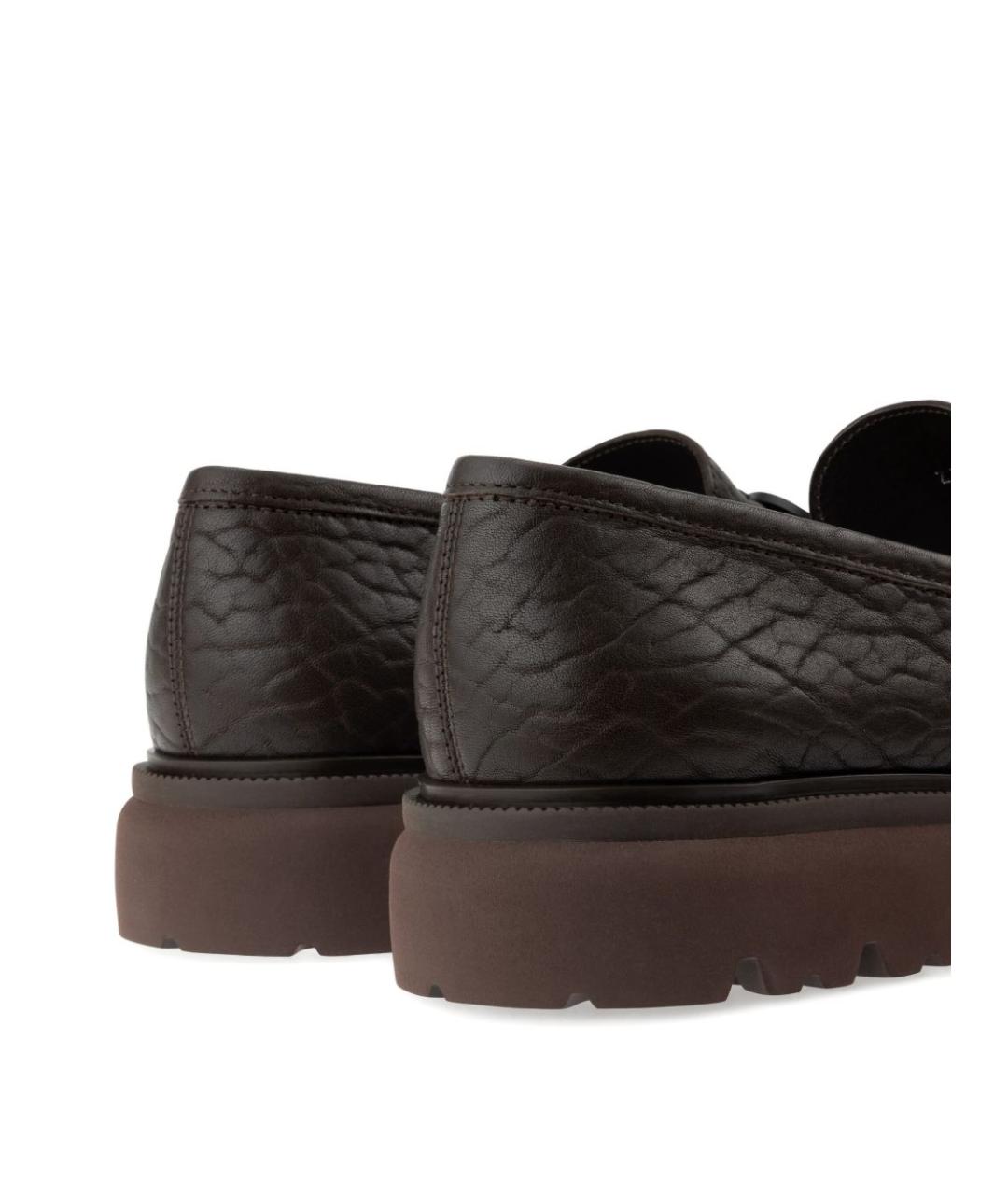 FERRAGAMO Коричневые кожаные лоферы, фото 3