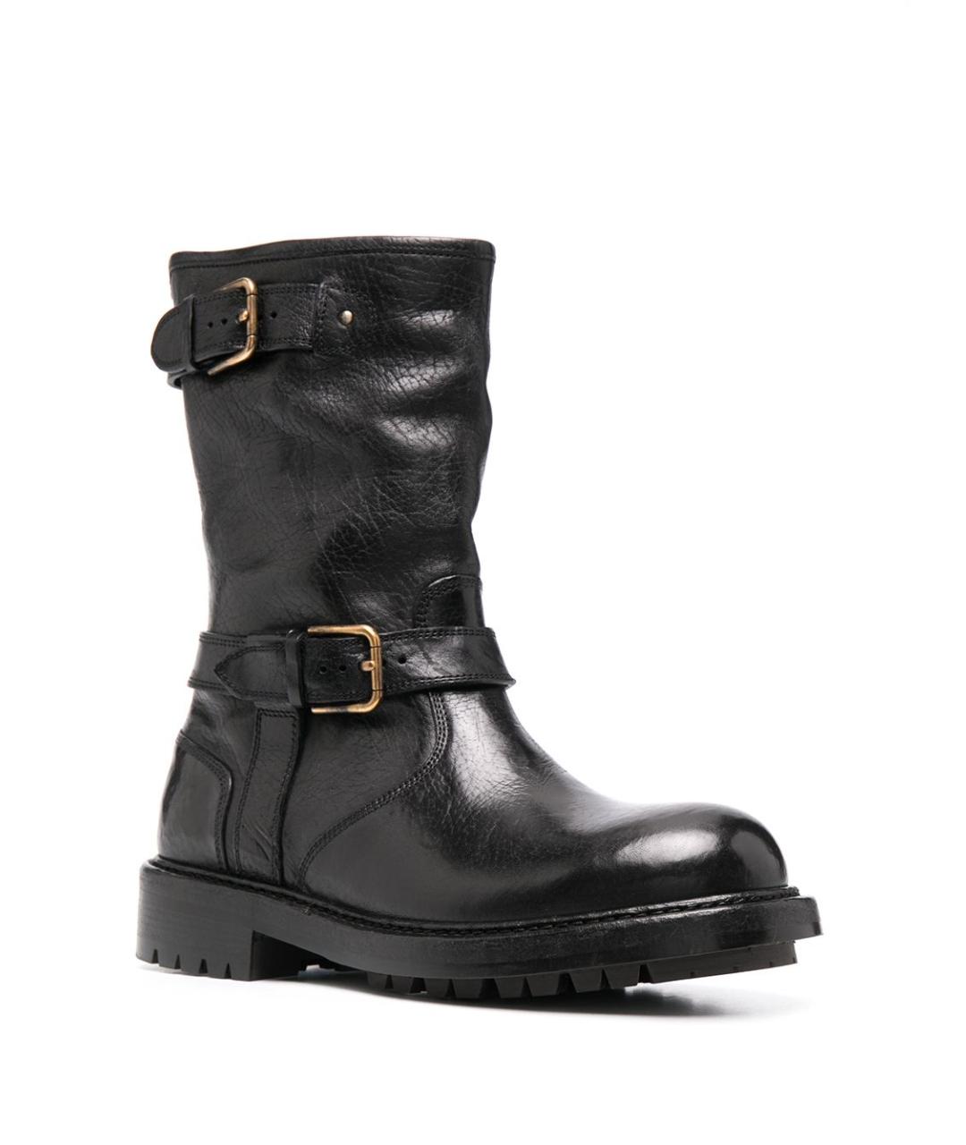 DOLCE&GABBANA Черные кожаные высокие ботинки, фото 2