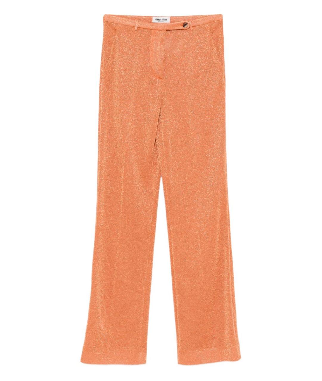 MIU MIU Оранжевое вискозные прямые брюки, фото 1