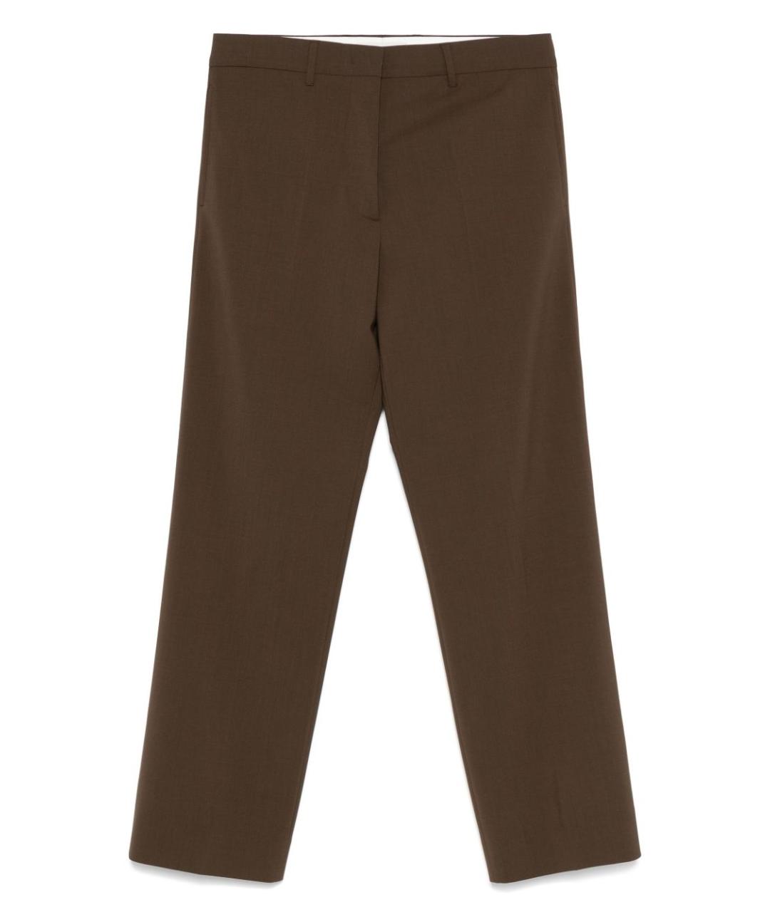 MIU MIU Коричневые шерстяные прямые брюки, фото 1
