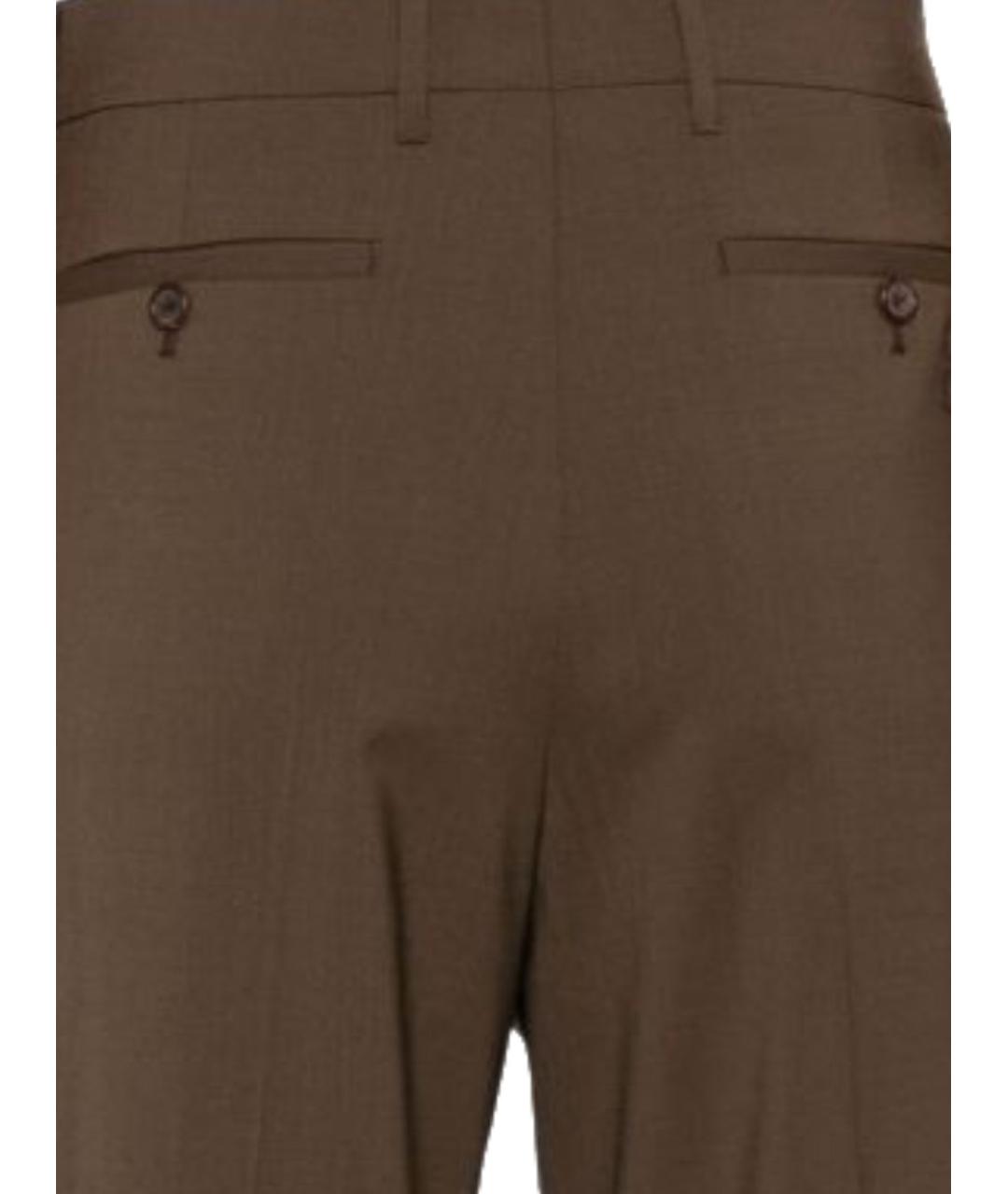 MIU MIU Коричневые шерстяные прямые брюки, фото 3