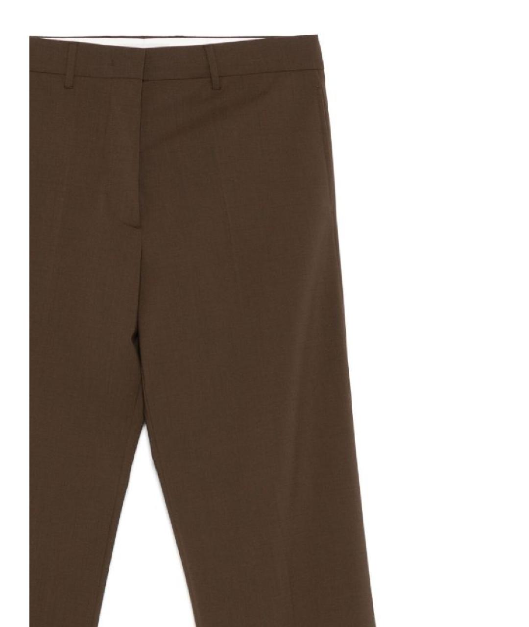 MIU MIU Коричневые шерстяные прямые брюки, фото 2