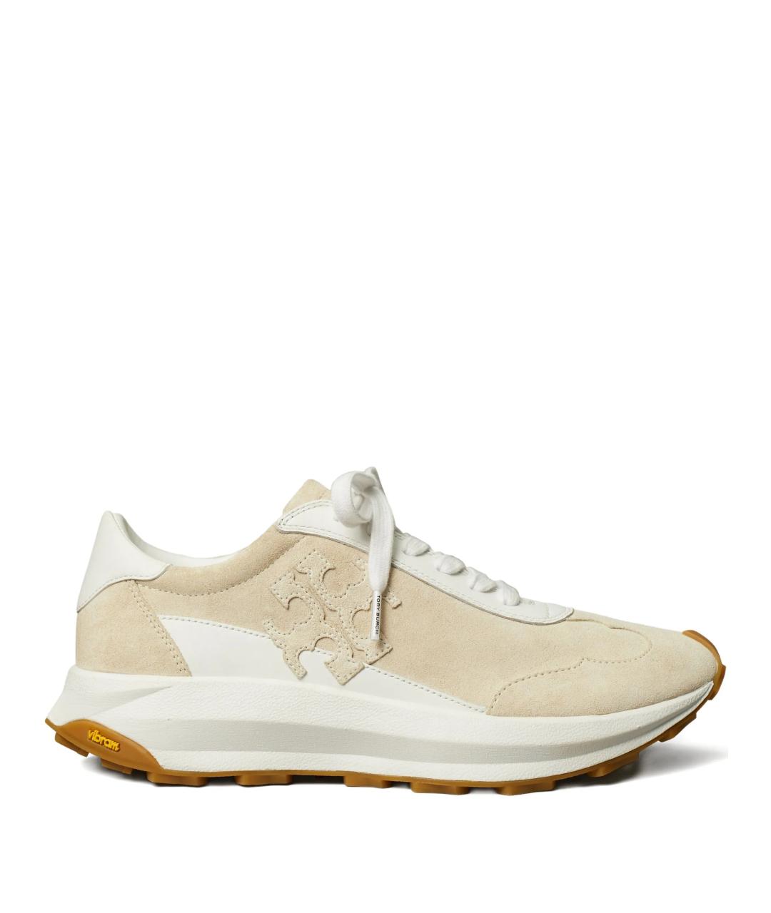 TORY BURCH Бежевые замшевые кроссовки, фото 1