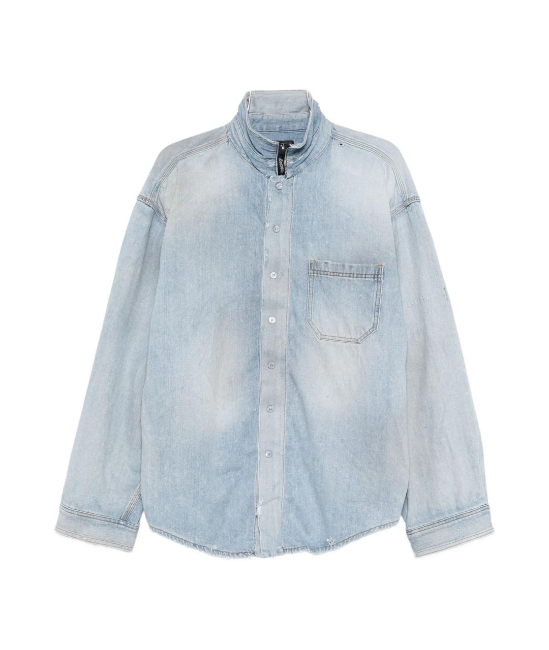 BALENCIAGA Синяя хлопко-полиэстеровая кэжуал рубашка, фото 1