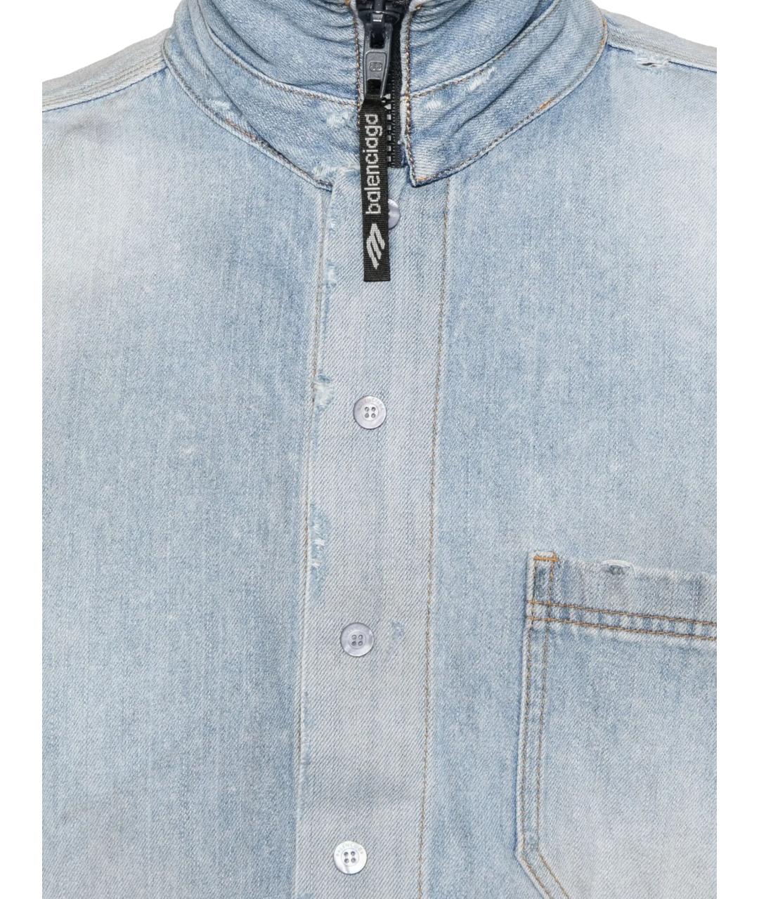 BALENCIAGA Синяя хлопко-полиэстеровая кэжуал рубашка, фото 2