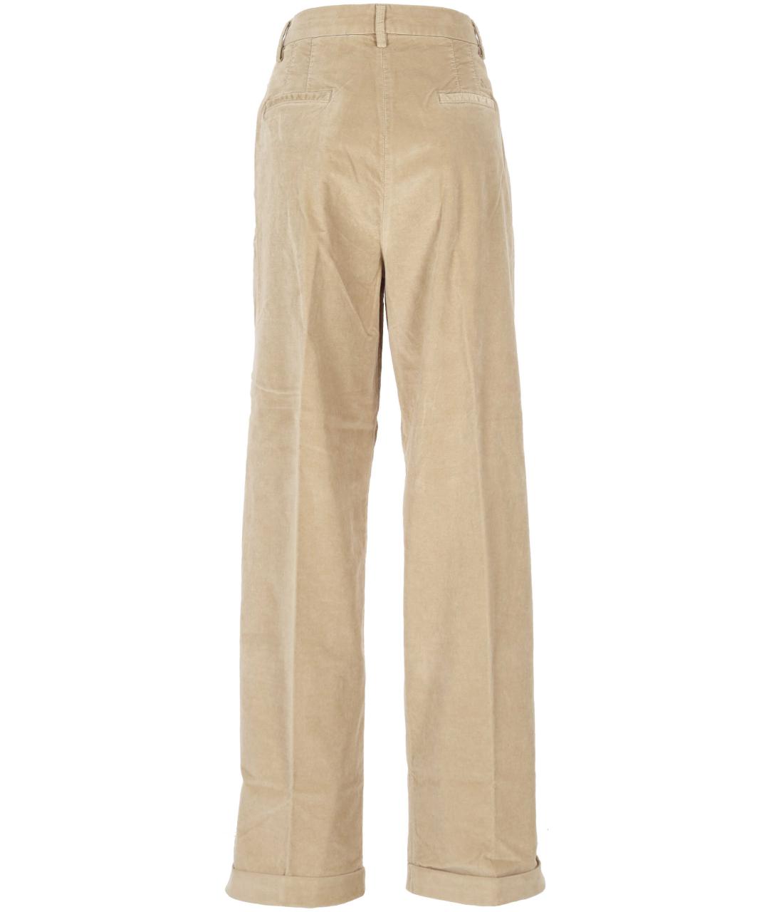 PEUTEREY Бежевые хлопковые прямые брюки, фото 3