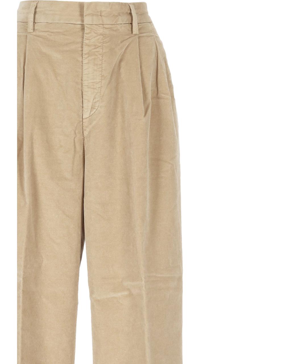 PEUTEREY Бежевые хлопковые прямые брюки, фото 2