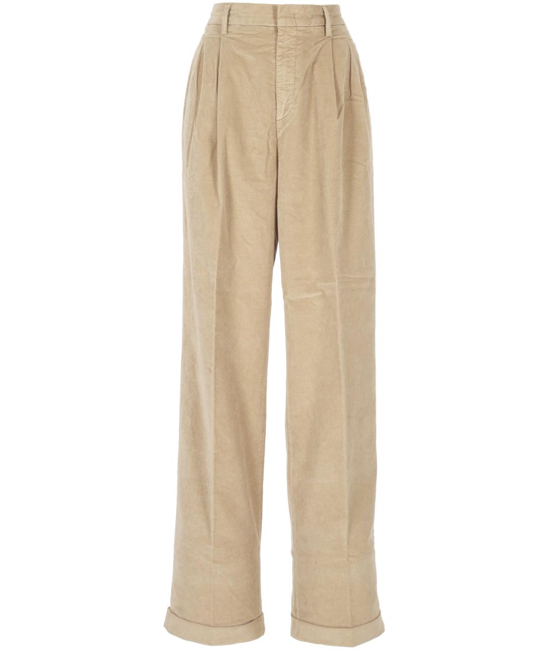 PEUTEREY Бежевые хлопковые прямые брюки, фото 1