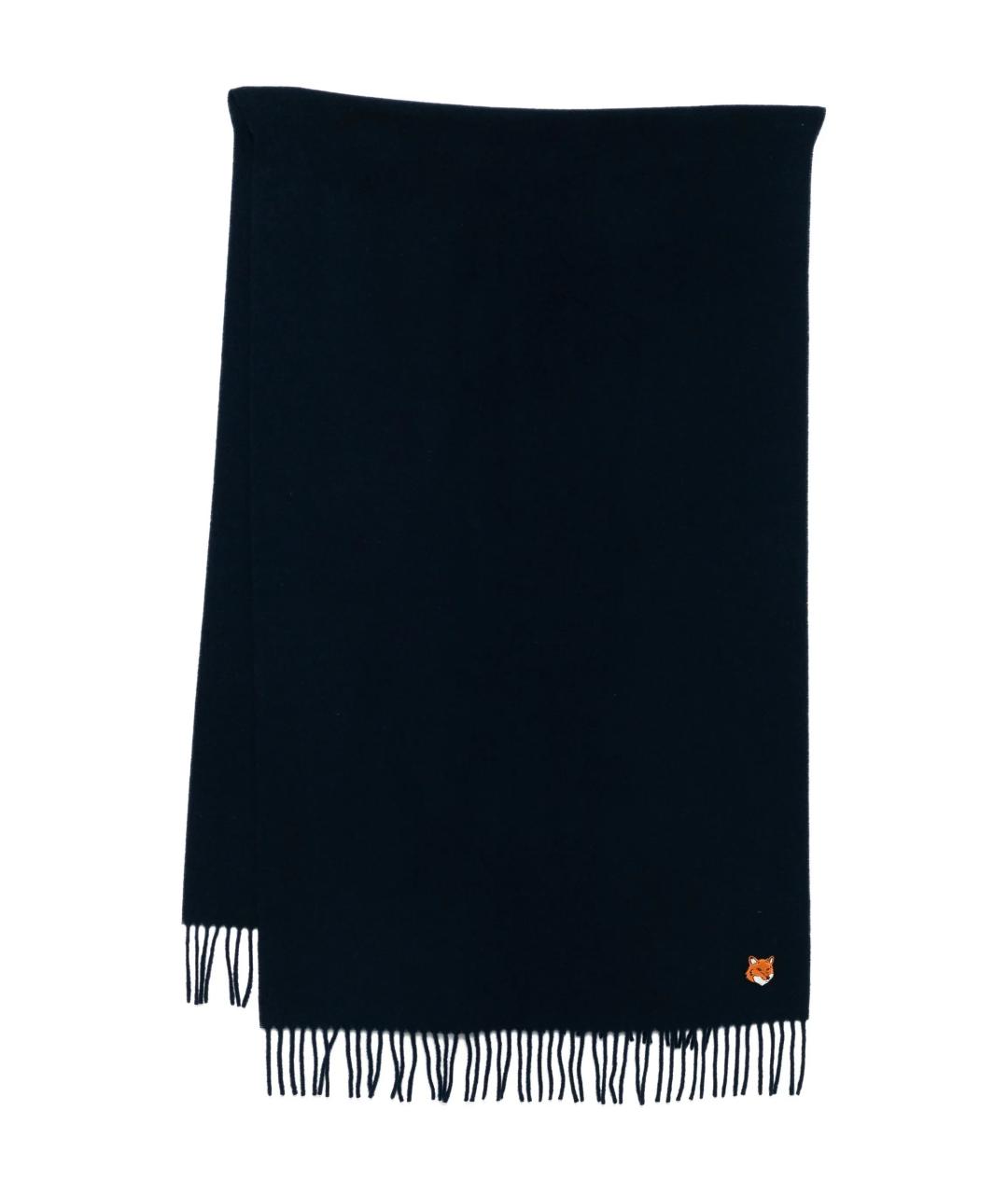 MAISON KITSUNE Темно-синий шерстяной шарф, фото 1