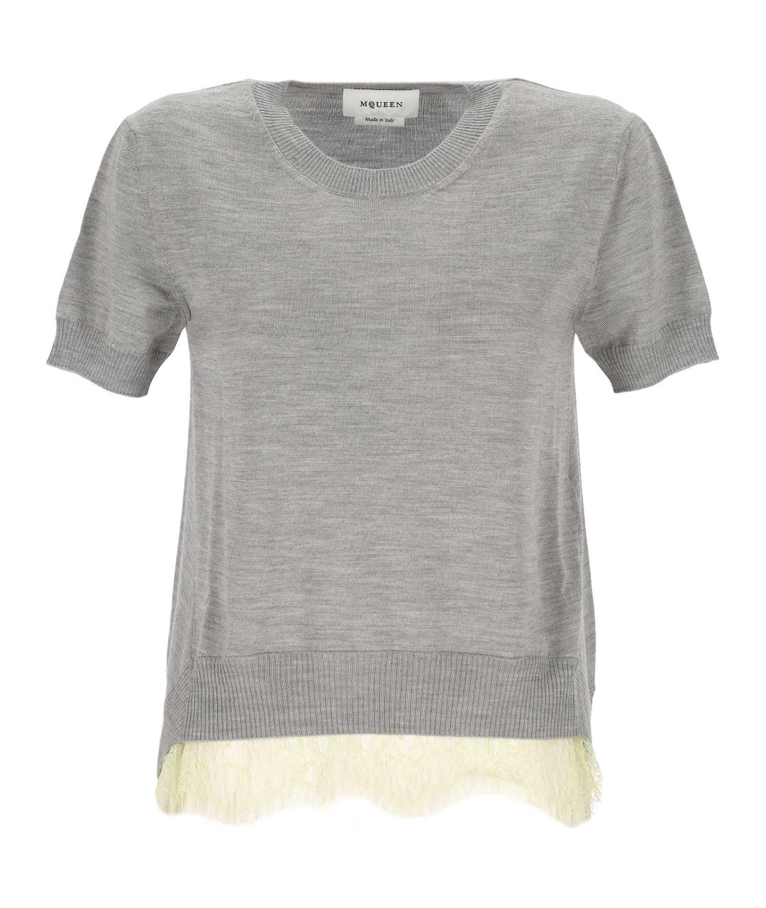 ALEXANDER MCQUEEN Серая шерстяная футболка, фото 1