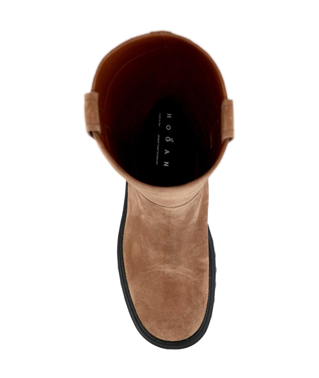 HOGAN Коричневые замшевые сапоги, фото 4