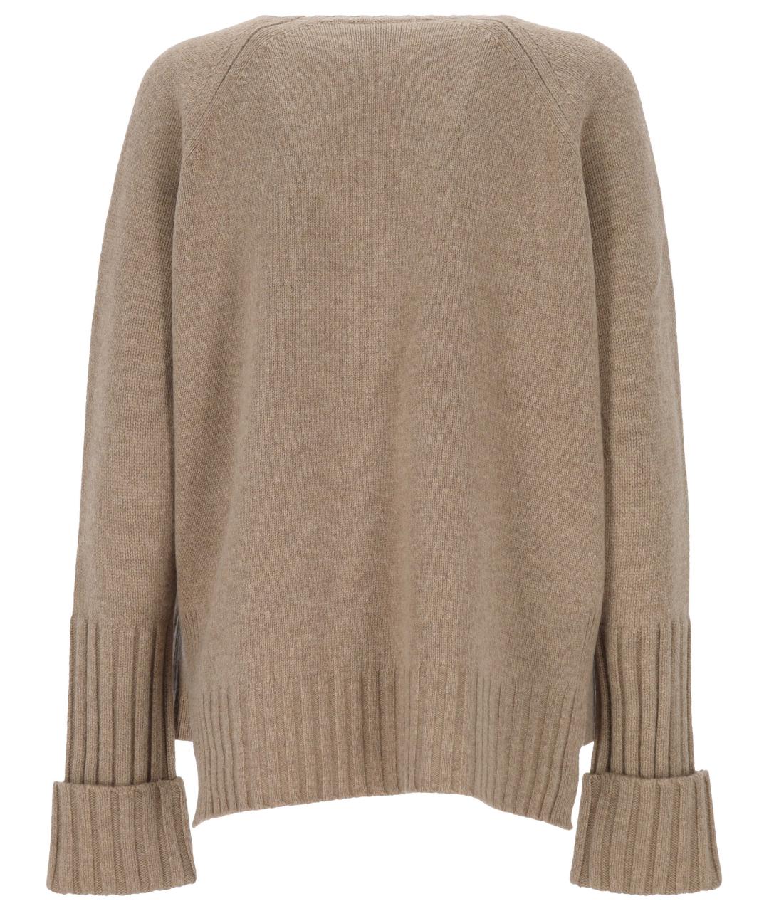 TORY BURCH Коричневый шерстяной джемпер / свитер, фото 3