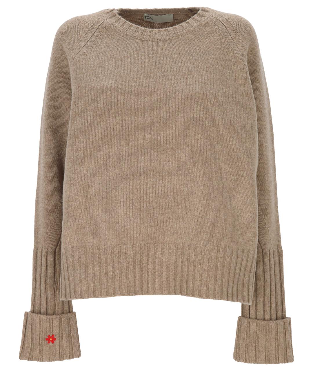 TORY BURCH Коричневый шерстяной джемпер / свитер, фото 1