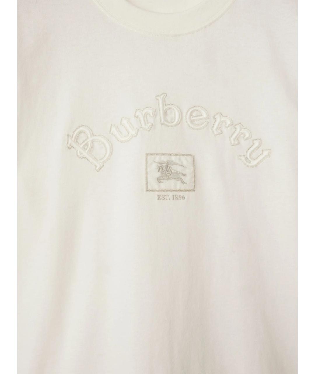 BURBERRY Белая хлопковая футболка, фото 2