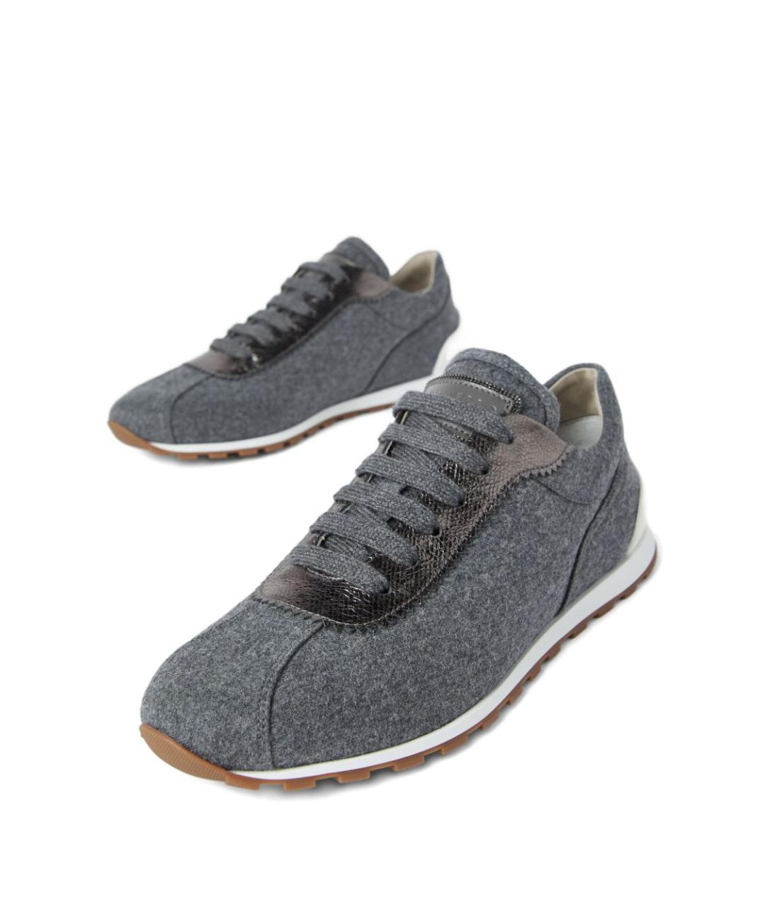 BRUNELLO CUCINELLI Серые текстильные кроссовки, фото 4