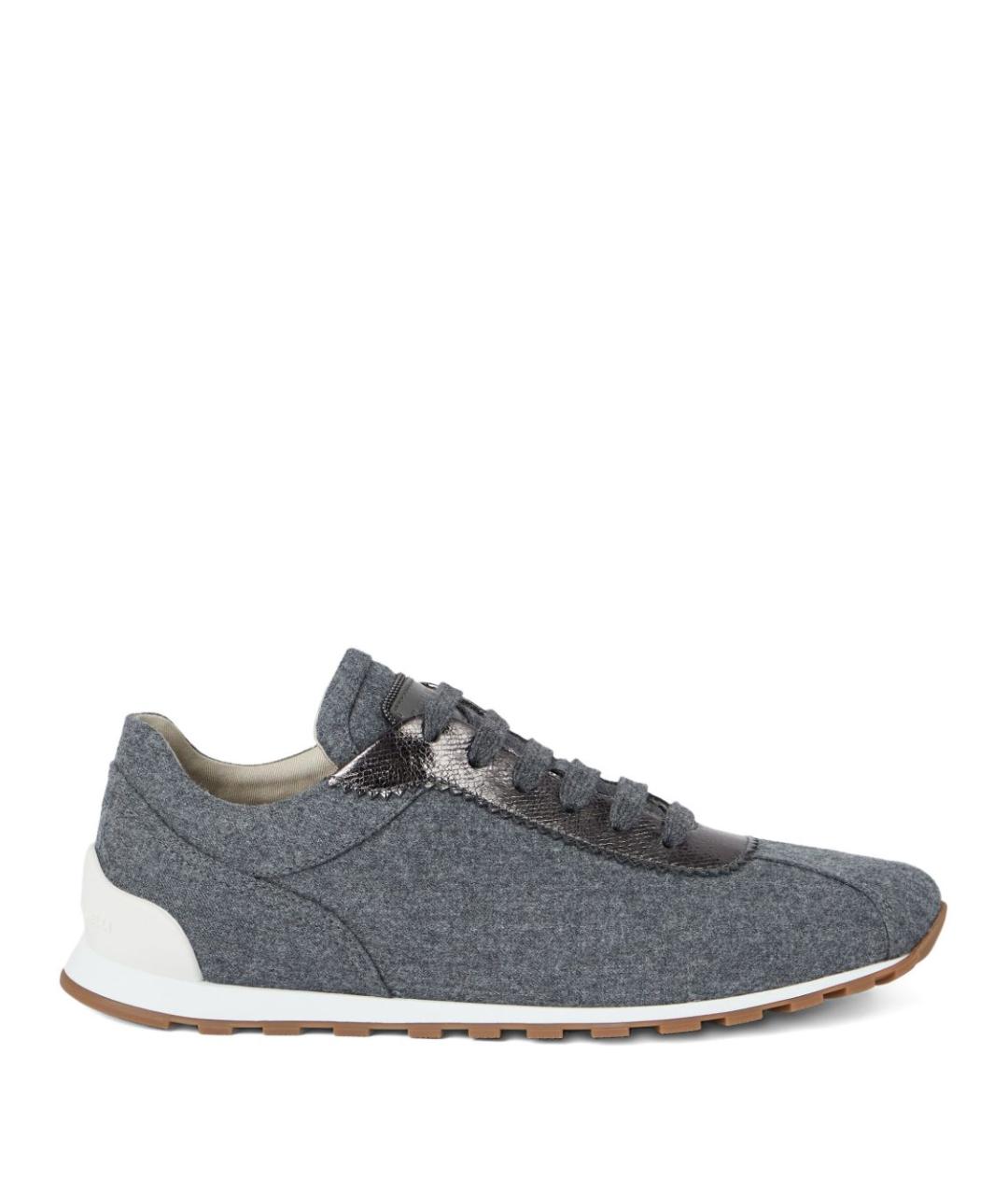 BRUNELLO CUCINELLI Серые текстильные кроссовки, фото 1