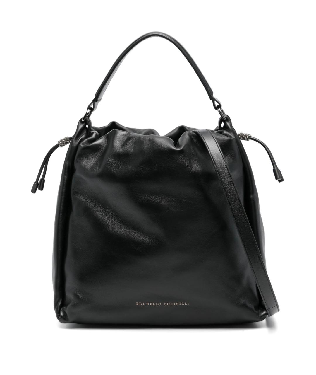 BRUNELLO CUCINELLI Черная кожаная сумка через плечо, фото 1