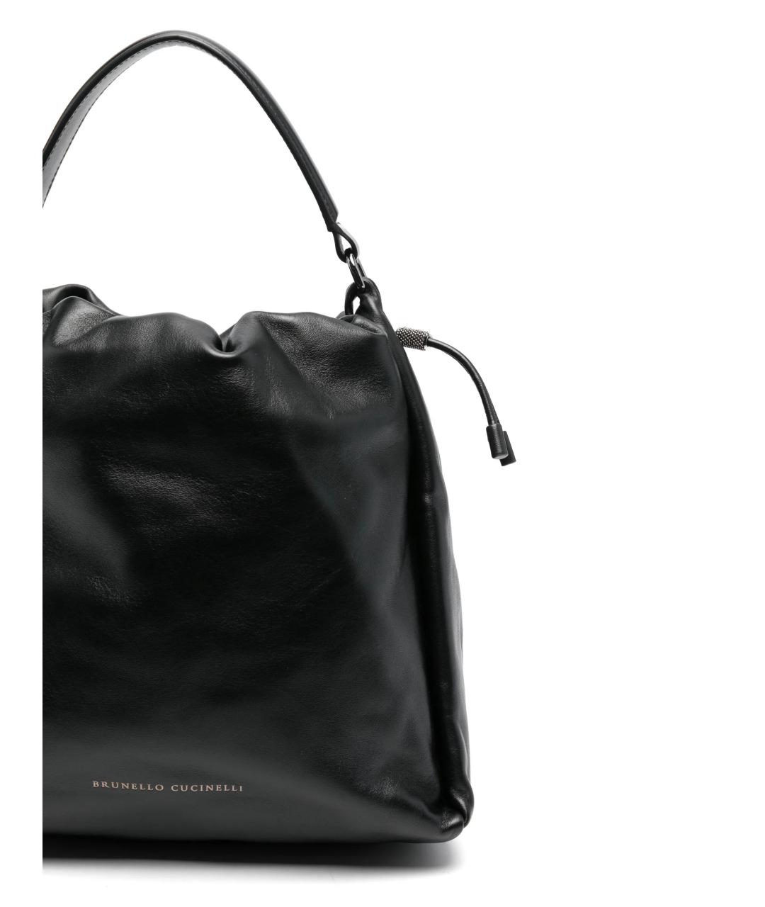 BRUNELLO CUCINELLI Черная кожаная сумка через плечо, фото 3