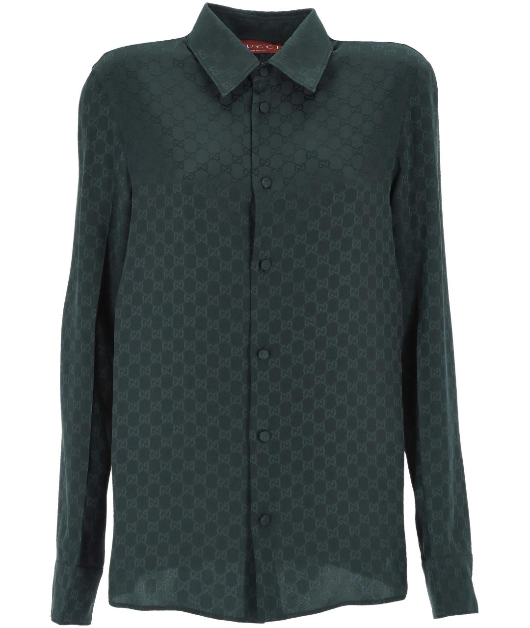 GUCCI Зеленая шелковая рубашка, фото 1