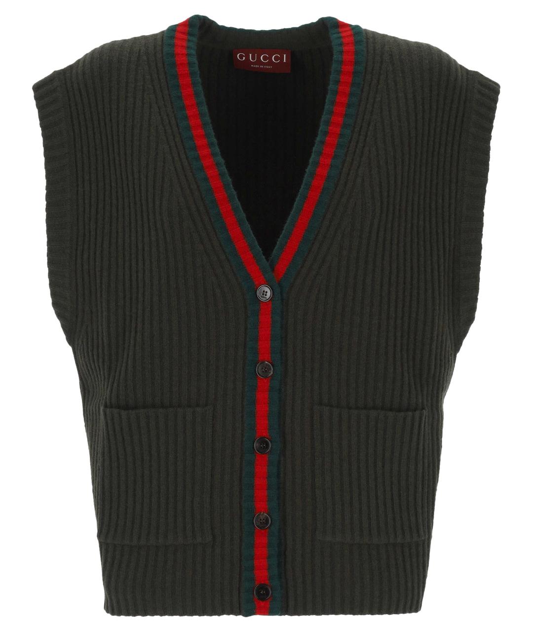 GUCCI Зеленая шерстяная жилетка, фото 1