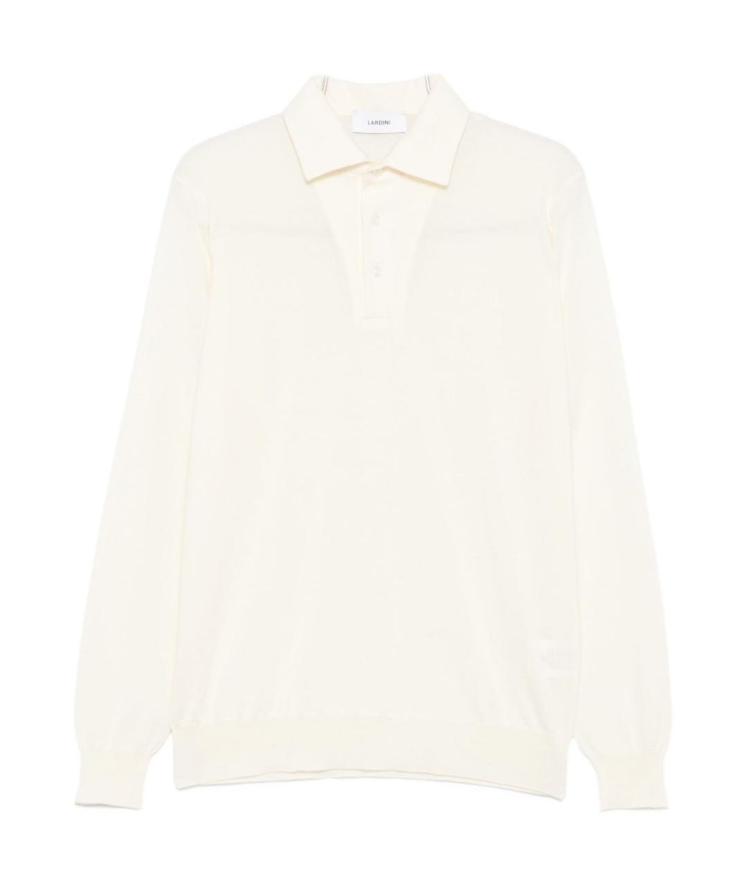 LARDINI Белое поло с длинным рукавом, фото 1
