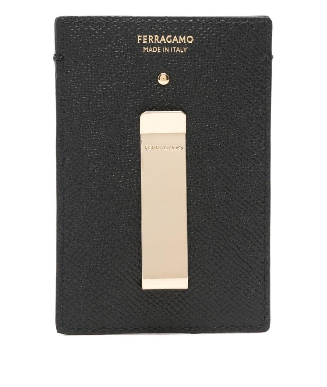 FERRAGAMO Черный кожаный кардхолдер, фото 3
