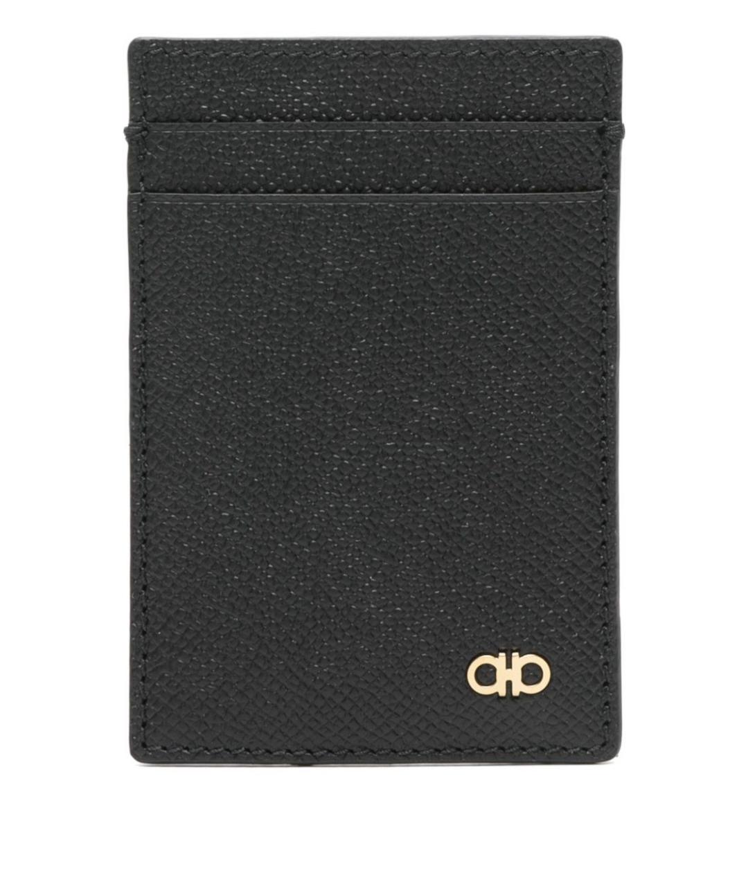FERRAGAMO Черный кожаный кардхолдер, фото 1