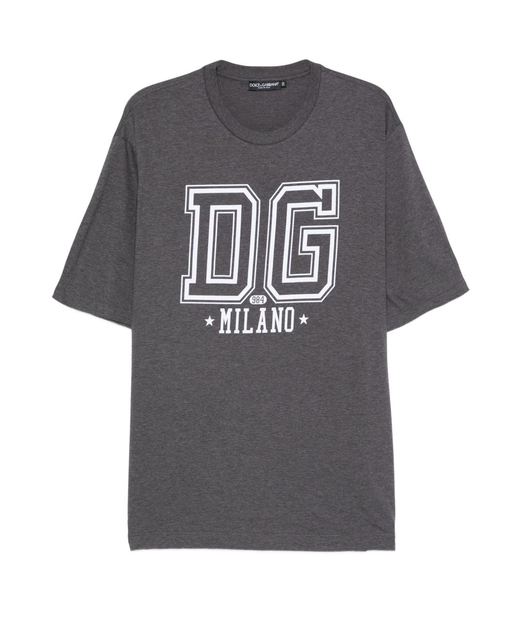 DOLCE&GABBANA Серая хлопковая футболка, фото 1