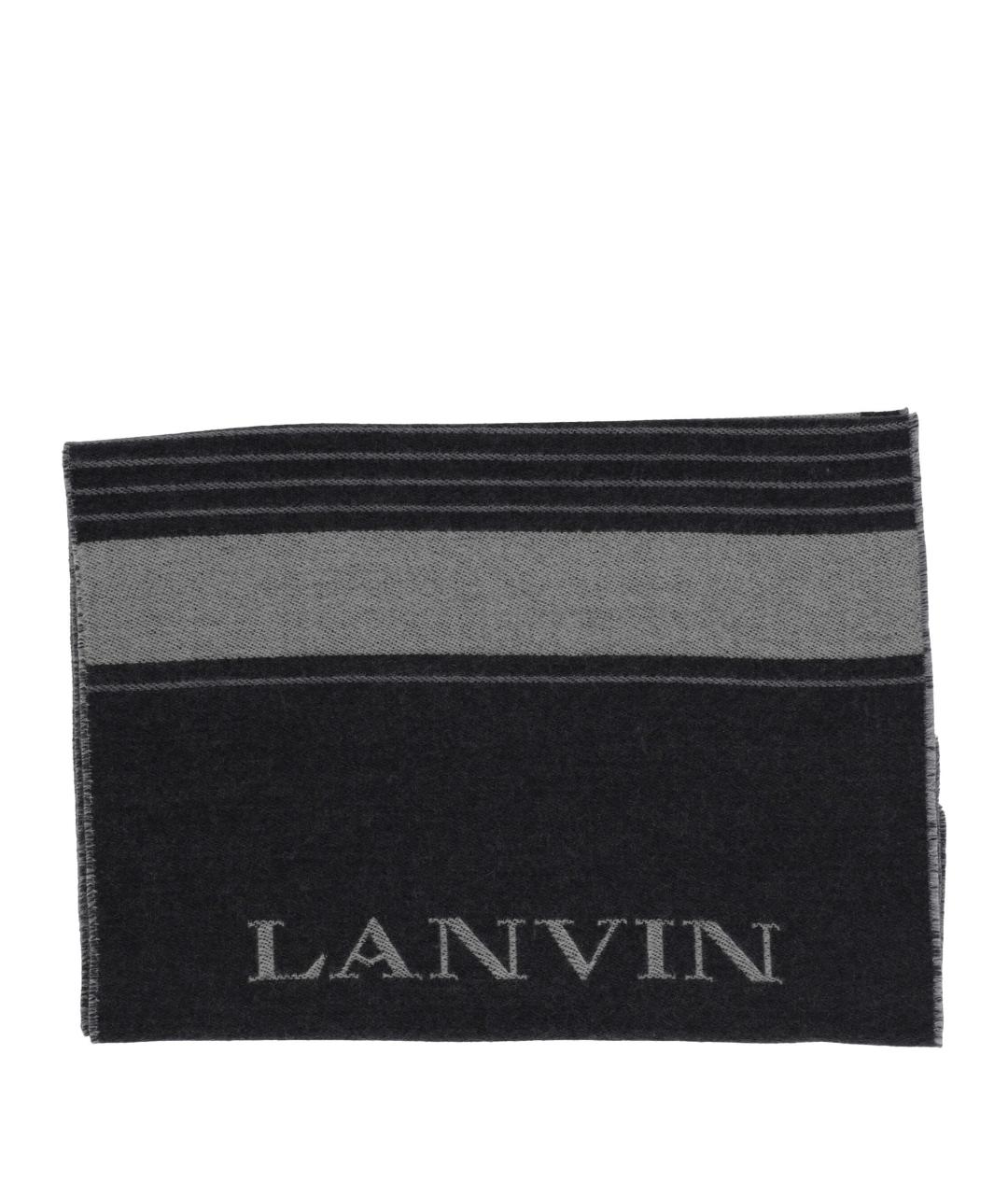 LANVIN Черный шерстяной шарф, фото 1