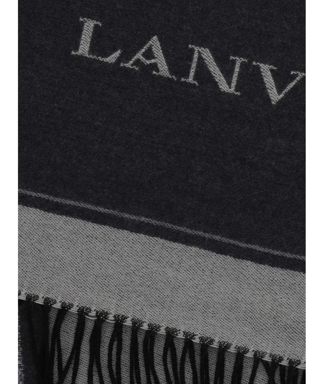 LANVIN Черный шерстяной шарф, фото 2