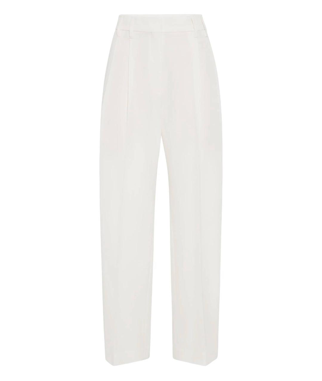 BRUNELLO CUCINELLI Белые хлопковые прямые брюки, фото 1