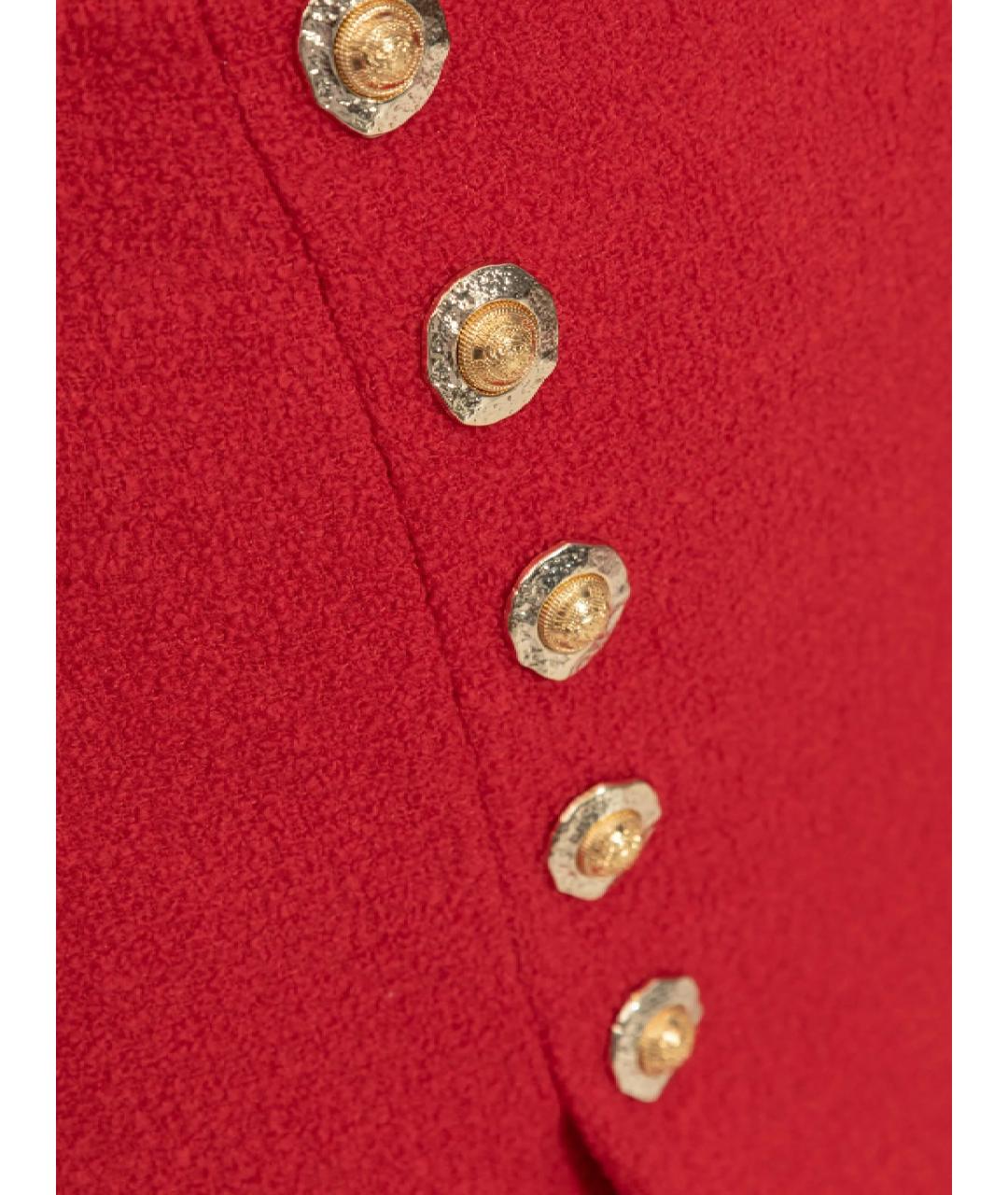 BALMAIN Красная шерстяная юбка мини, фото 2