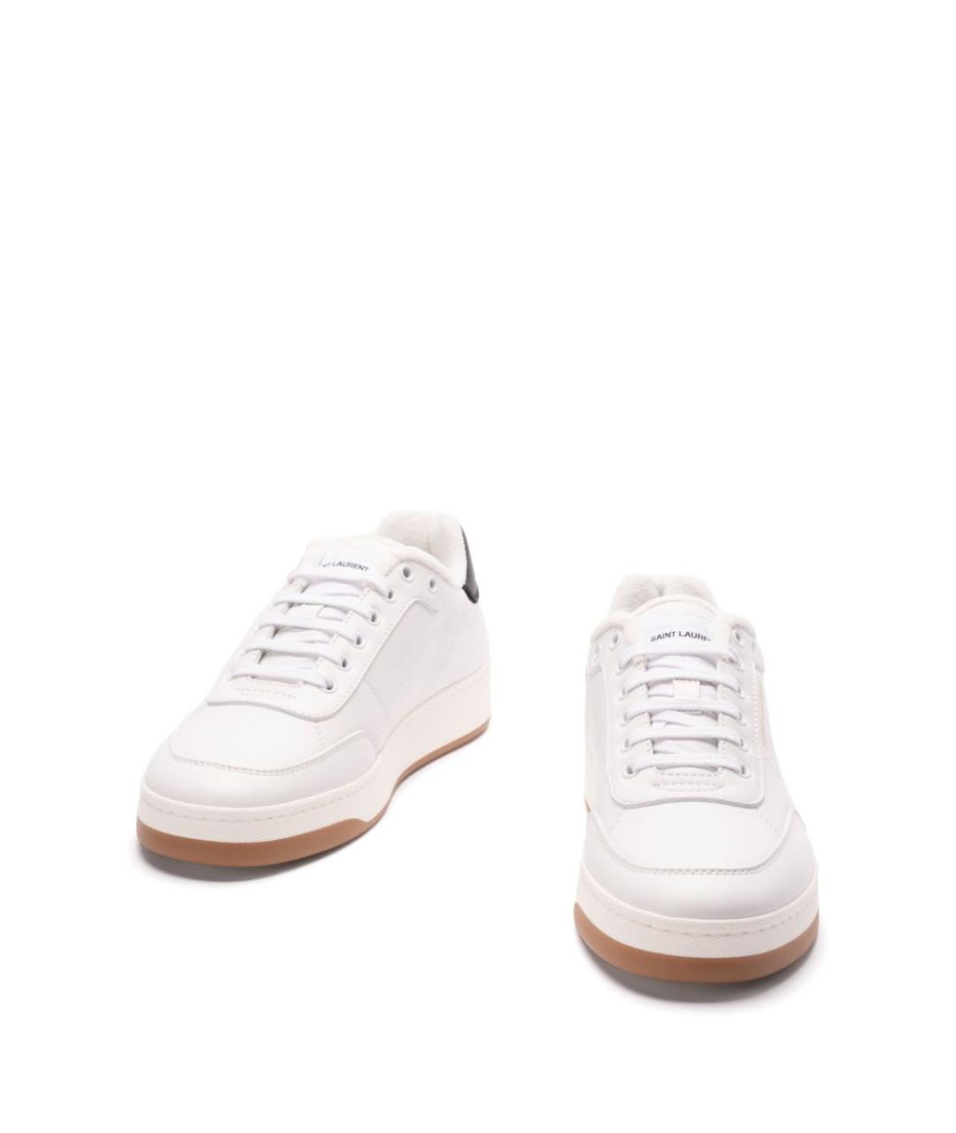 SAINT LAURENT Белые кожаные низкие кроссовки / кеды, фото 2