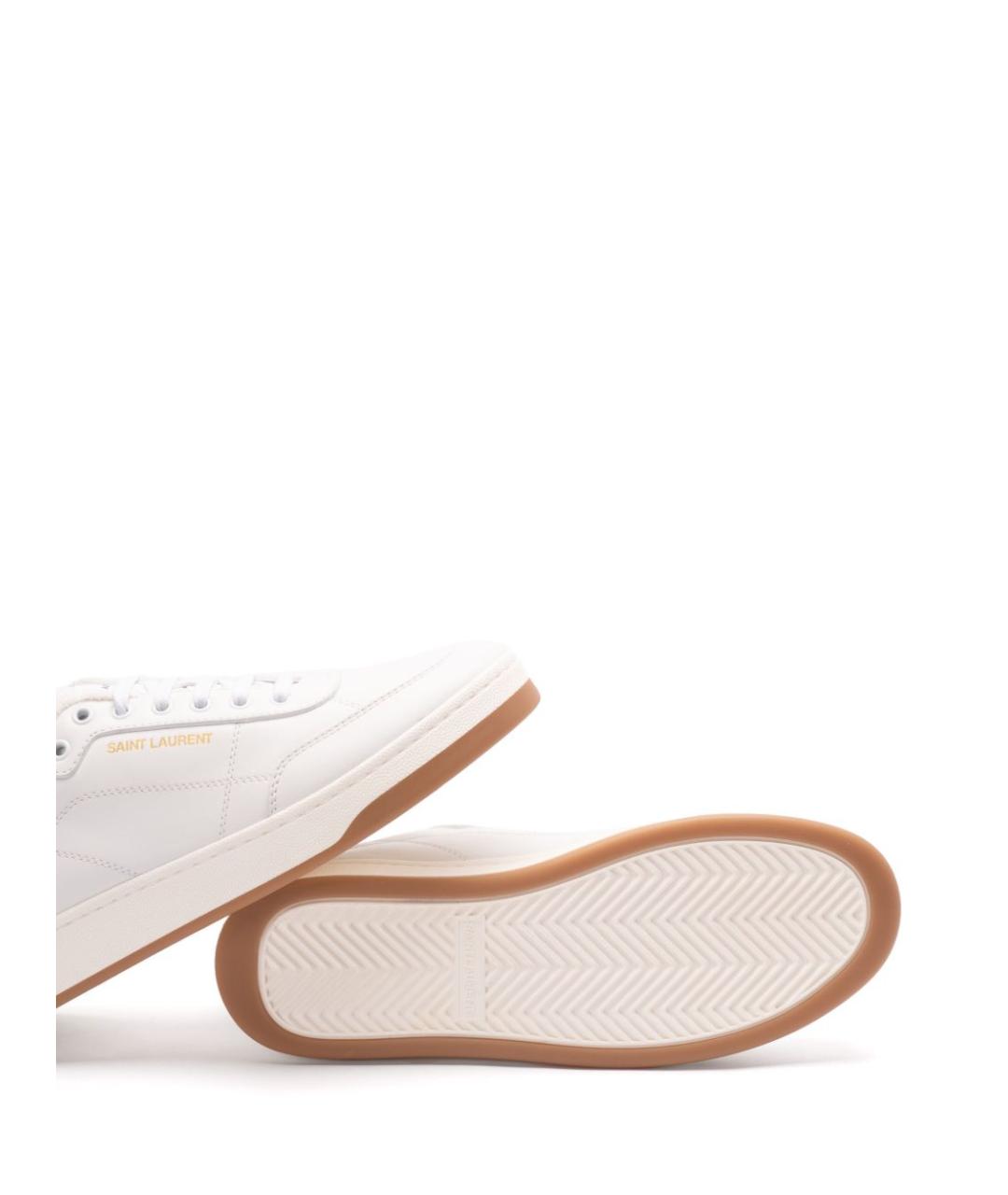 SAINT LAURENT Белые кожаные низкие кроссовки / кеды, фото 4