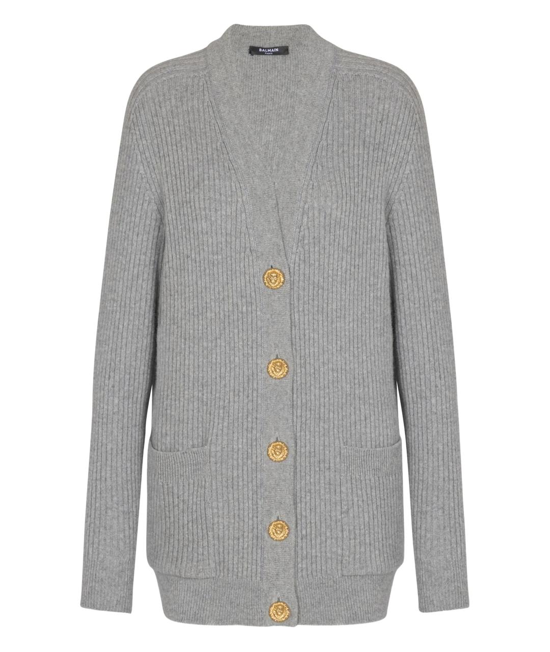 BALMAIN Серый кашемировый кардиган, фото 1
