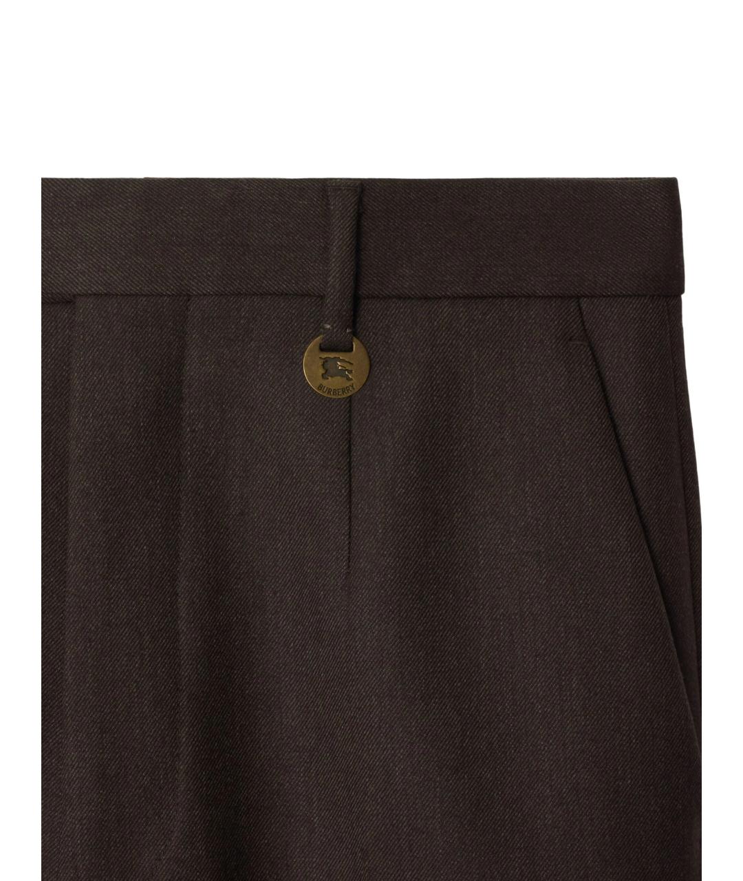 BURBERRY Коричневые шерстяные повседневные брюки, фото 2